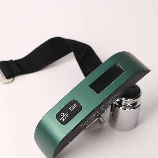 Travel Inspira green portable digital luggage scale for easy luggage weight check before flight