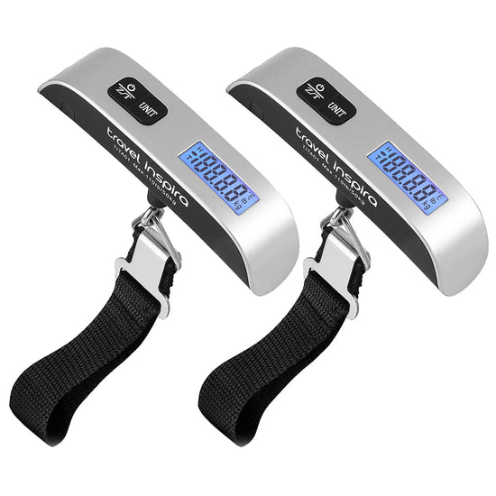 Travel Inspira Digital Luggage Scale 2-Pack, Portable Handheld Baggage Scale with Backlight LCD Display