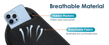 Breathable mesh back and hidden large storage pocket details of plus‑size Travel Inspira RFID travel money belt