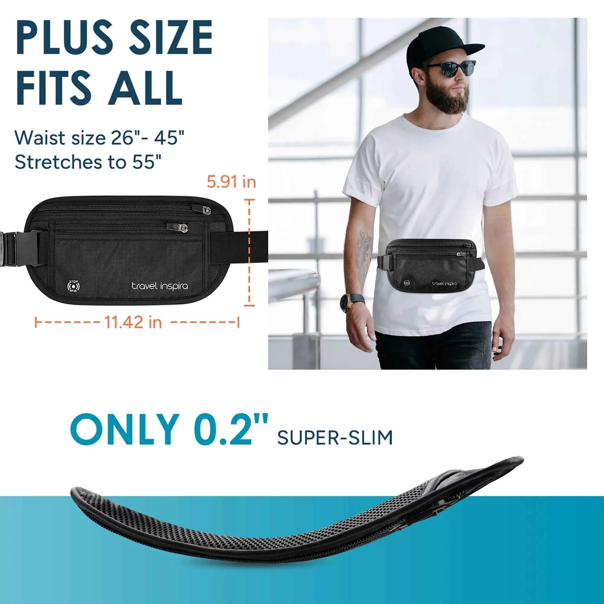 Travel Inspira RFID Blocking Large Size Travel Money Belt