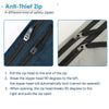 Step‑by‑step demonstration of anti‑theft safety zipper lock mechanism on Travel Inspira RFID travel waist pack
