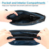 Hands opening zippered interior compartments of Travel Inspira RFID travel waist pack to organize travel documents and valuables